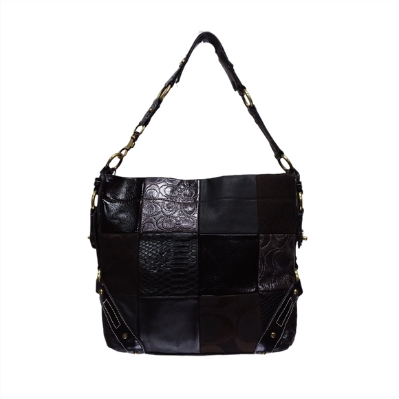 ☆☆SOLD☆☆Coach Brown Patchwork Leather Shoulder Bag - Picture 2 of 15